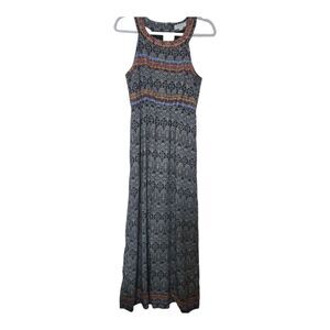 HTML Women's Maxi Dress Medium Multicolor Geo Print Embroider Sleeveles